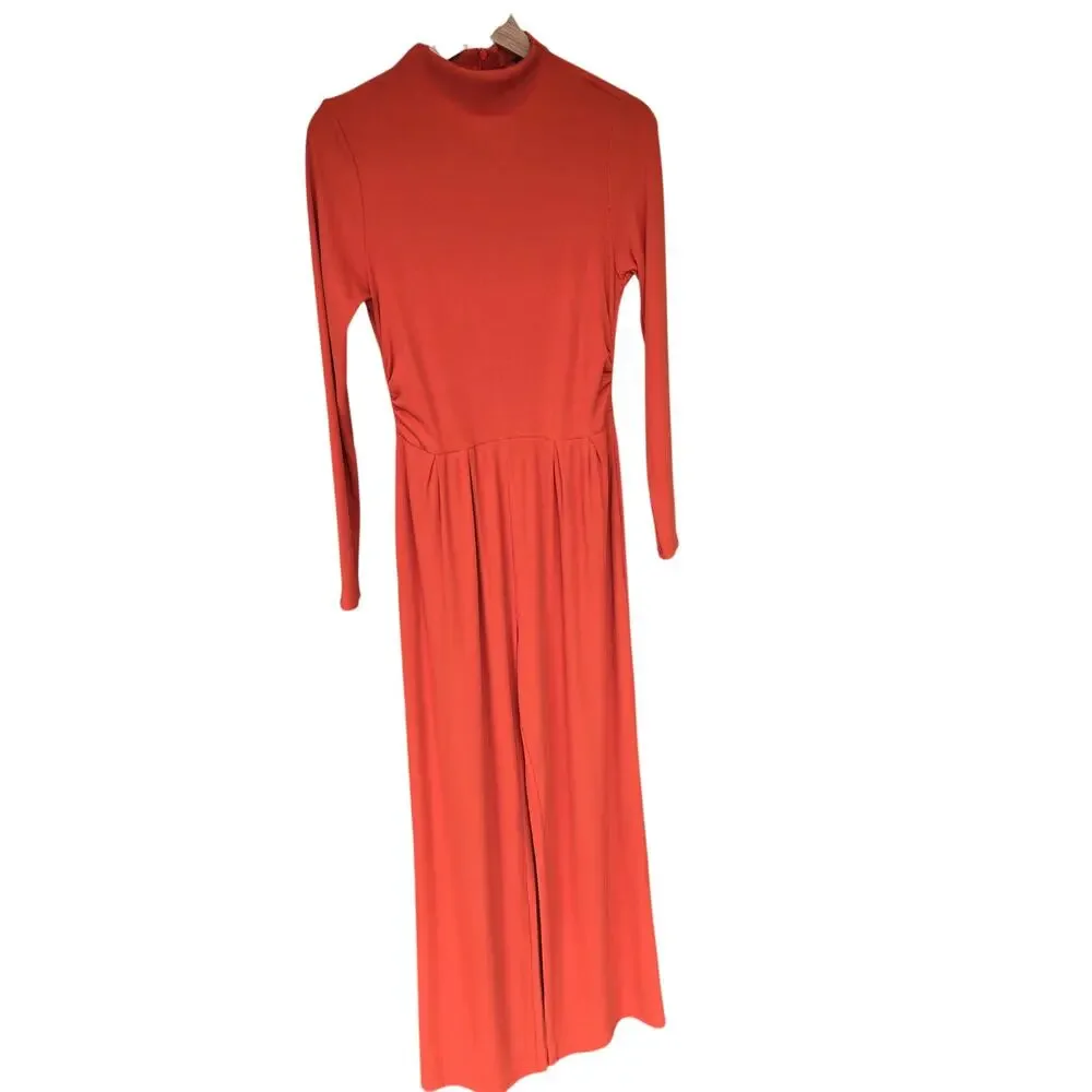 PrettyGarden Small Orange Longsleeve Mockneck Jumpsuit [0105] - Picture 2 of 9